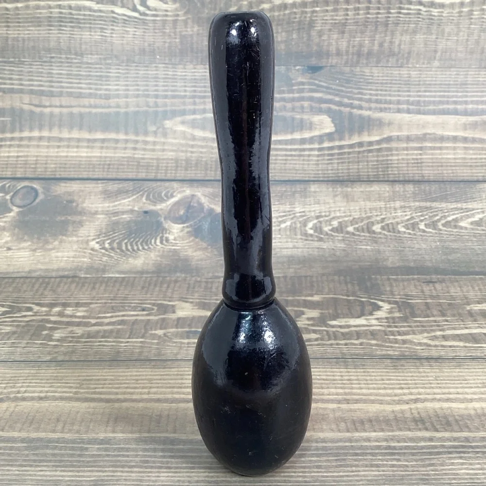 Pair Vintage Black Wood Egg Shaped Sock Darner, Wooden Sewing Tool